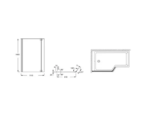 Купить Шторка на ванну Jacob Delafon Bain Douche Neo 112x140 E4930-GA профиль Хром стекло прозрачное в магазине сантехники Santeh-Crystal.ru