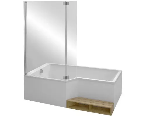 Купить Шторка на ванну Jacob Delafon Bain Douche Neo 112x140 E4930-GA профиль Хром стекло прозрачное в магазине сантехники Santeh-Crystal.ru