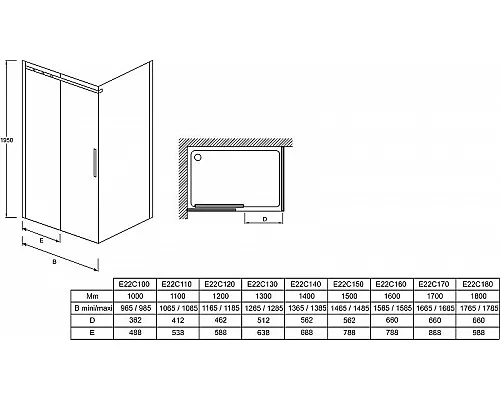 Приобрести Душевая дверь Jacob Delafon Contra Black 140 E22C140-BL профиль Черный стекло прозрачное в магазине сантехники Santeh-Crystal.ru