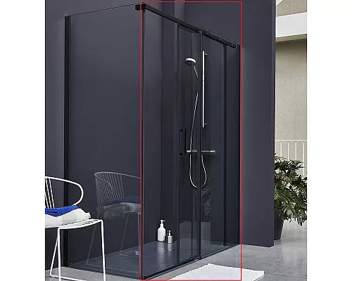 Купить Душевая дверь Jacob Delafon Contra Black 170 E22C170-BL профиль Черный стекло прозрачное в магазине сантехники Santeh-Crystal.ru