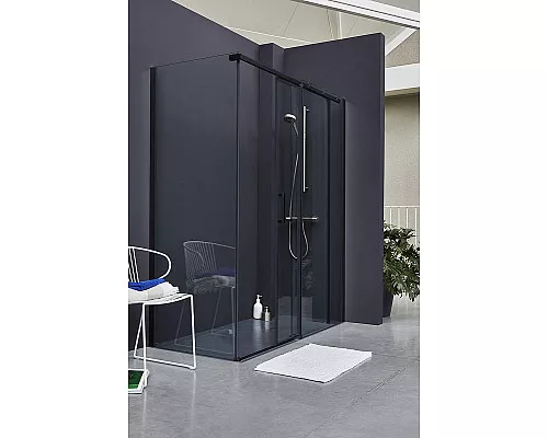 Купить Душевая дверь Jacob Delafon Contra Black 170 E22C170-BL профиль Черный стекло прозрачное в магазине сантехники Santeh-Crystal.ru