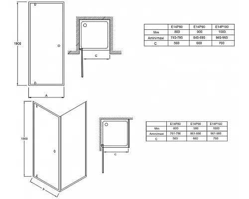 Купить Душевая дверь Jacob Delafon Serenity 90х190 E14P90-GA профиль Хром стекло прозрачное в магазине сантехники Santeh-Crystal.ru