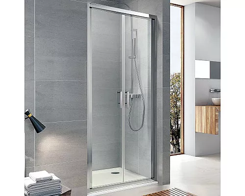 Приобрести Душевая дверь Koller Pool Aqua Line 90 ND90G профиль Хром стекло рифленое в магазине сантехники Santeh-Crystal.ru