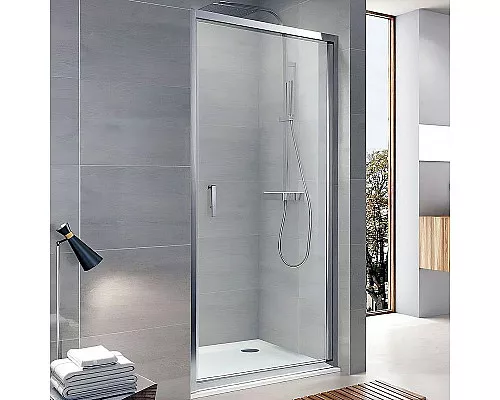 Приобрести Душевая дверь Koller Pool Neon 90 NS90C профиль Хром стекло прозрачное в магазине сантехники Santeh-Crystal.ru