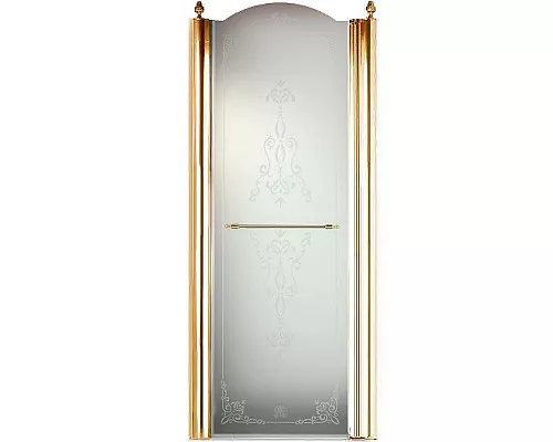 Купить Душевая дверь Migliore Diadema 80 R 22714 профиль Золото стекло прозрачное с декором в магазине сантехники Santeh-Crystal.ru