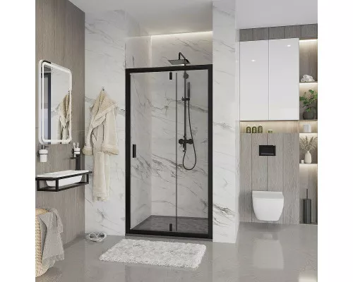 Купить Душевая дверь Niagara Nova 90 NG-83-9AB профиль Черный стекло прозрачное в магазине сантехники Santeh-Crystal.ru