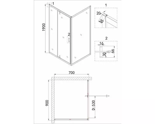 Купить Душевая дверь Niagara Nova 90 NG-83-9AB профиль Черный стекло прозрачное в магазине сантехники Santeh-Crystal.ru