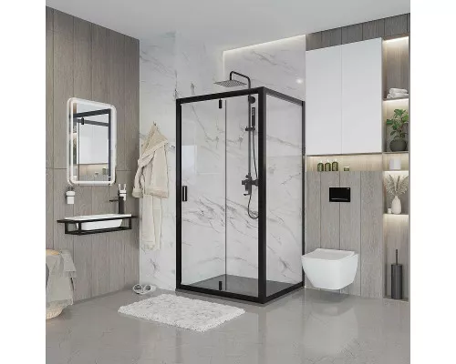 Купить Душевая дверь Niagara Nova 90 NG-83-9AB профиль Черный стекло прозрачное в магазине сантехники Santeh-Crystal.ru