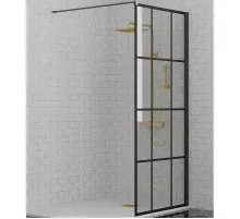 Душевая перегородка Paini 90 Walk-In 90G профиль Черный матовый стекло прозрачное с рисунком