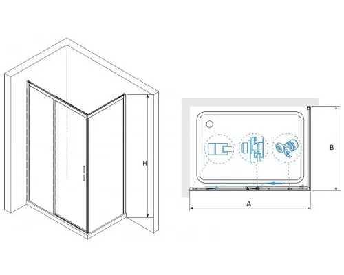 Купить Душевой уголок RGW Leipzig LE-41-1 160х90 341241169-011 профиль Хром стекло прозрачное в магазине сантехники Santeh-Crystal.ru