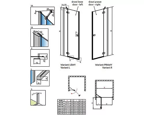 Заказать Душевая дверь Radaway Essenza New DWJ 100 L 385014-01-01L профиль Хром стекло прозрачное в магазине сантехники Santeh-Crystal.ru