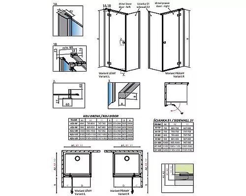 Купить Душевая дверь Radaway Essenza New KDJ 120 L 385042-54-01L профиль Черный стекло прозрачное в магазине сантехники Santeh-Crystal.ru