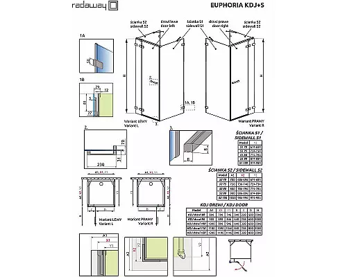 Приобрести Душевая дверь Radaway Euphoria KDJ 50 383512-01L профиль Хром стекло прозрачное в магазине сантехники Santeh-Crystal.ru