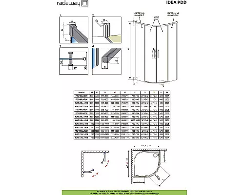 Заказать Душевая дверь Radaway Idea PDD 90 387139-01-01 стекло прозрачное в магазине сантехники Santeh-Crystal.ru