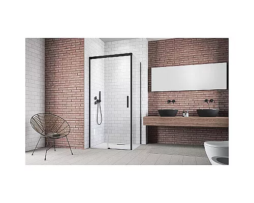Купить Душевая дверь Radaway Idea Black KDJ 130 L 387043-54-01L профиль Черный стекло прозрачное в магазине сантехники Santeh-Crystal.ru