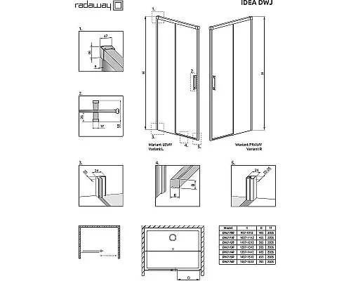 Приобрести Душевая дверь Radaway Idea DWJ 160 R 387020-01-01R профиль Хром стекло прозрачное в магазине сантехники Santeh-Crystal.ru