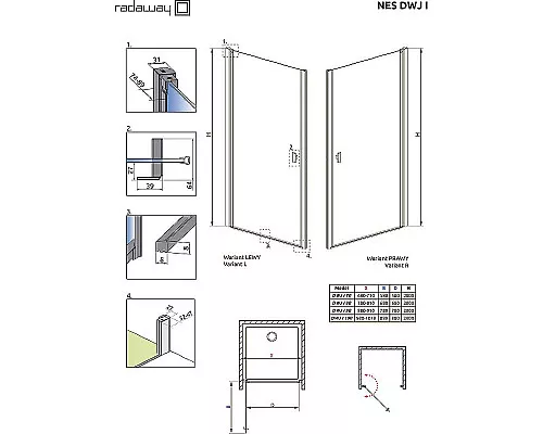 Приобрести Душевая дверь Radaway Nes DWJ I 90 R 10026090-01-01R профиль Хром стекло прозрачное в магазине сантехники Santeh-Crystal.ru