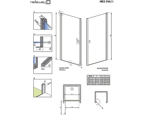 Заказать Душевая дверь Radaway Nes Black DWJ I 100 R 10026100-54-01R профиль Черный стекло прозрачное в магазине сантехники Santeh-Crystal.ru