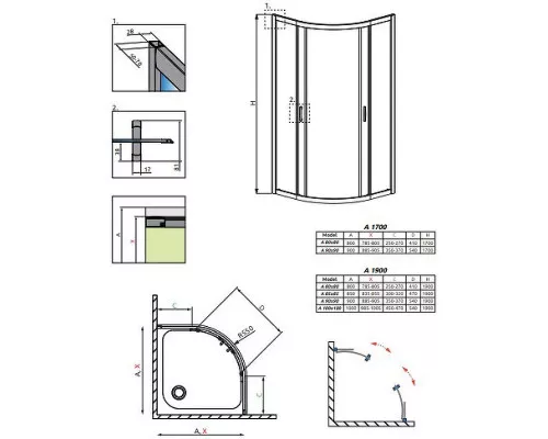 Заказать Душевой уголок Radaway Premium Plus A 1900 90x90 30403-01-01N профиль Хром стекло прозрачное в магазине сантехники Santeh-Crystal.ru