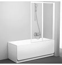 Шторка на ванну Ravak Behappy VS2 105 796M0100Z1 профиль Белый стекло Transparent