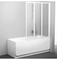 Шторка на ванну Ravak Behappy VS3 130 795V0100ZG профиль Белый стекло Grape