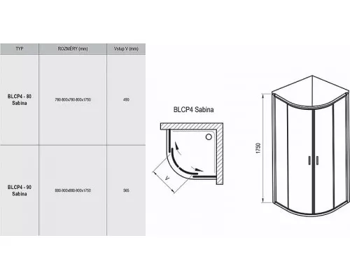 Купить Душевой уголок Ravak Blix BLCP4-90 Sabina 90x90 3B270140Z1 профиль Белый стекло Transparent в магазине сантехники Santeh-Crystal.ru
