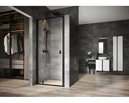 Приобрести Душевая дверь Ravak Nexty NDOP1-80 03O40300Z1 профиль Черный стекло Transparent в магазине сантехники Santeh-Crystal.ru