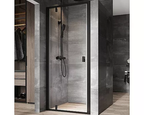 Приобрести Душевая дверь Ravak Nexty NDOP1-90 03O70300Z1 профиль Черный стекло Transparent в магазине сантехники Santeh-Crystal.ru
