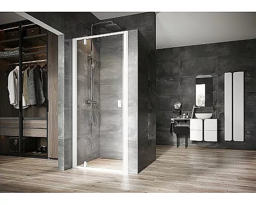 Приобрести Душевая дверь Ravak Nexty NDOP1-90 03O70101Z1 профиль Белый стекло Transparent в магазине сантехники Santeh-Crystal.ru