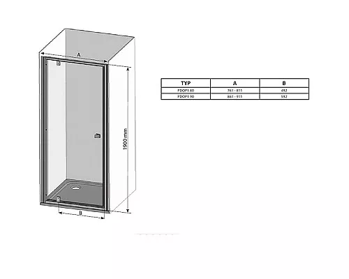 Заказать Душевая дверь Ravak Pivot PDOP1-90 03G70C00Z1 профиль Хром ручка Хром стекло Transparent в магазине сантехники Santeh-Crystal.ru