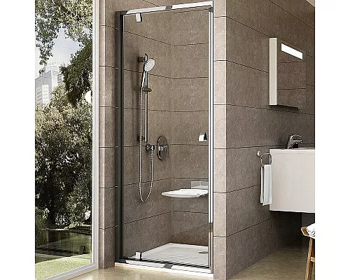 Заказать Душевая дверь Ravak Pivot PDOP1-90 03G70C00Z1 профиль Хром ручка Хром стекло Transparent в магазине сантехники Santeh-Crystal.ru