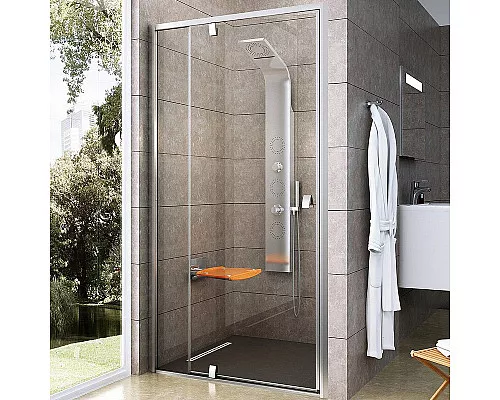 Приобрести Душевая дверь Ravak Pivot PDOP2-100 03GA0U00Z1 профиль Сатин ручка Хром стекло Transparent в магазине сантехники Santeh-Crystal.ru