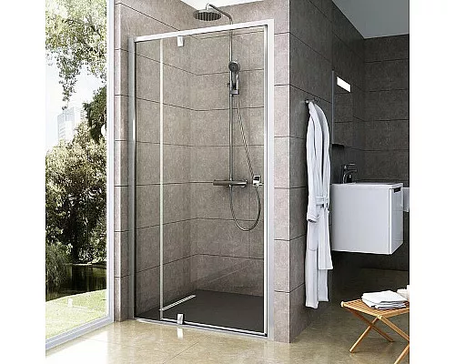 Приобрести Душевая дверь Ravak Pivot PDOP2-100 03GA0U00Z1 профиль Сатин ручка Хром стекло Transparent в магазине сантехники Santeh-Crystal.ru