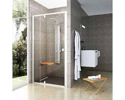 Купить Душевая дверь Ravak Pivot PDOP2-110 03GD0101Z1 профиль Белый ручка Белая стекло Transparent в магазине сантехники Santeh-Crystal.ru