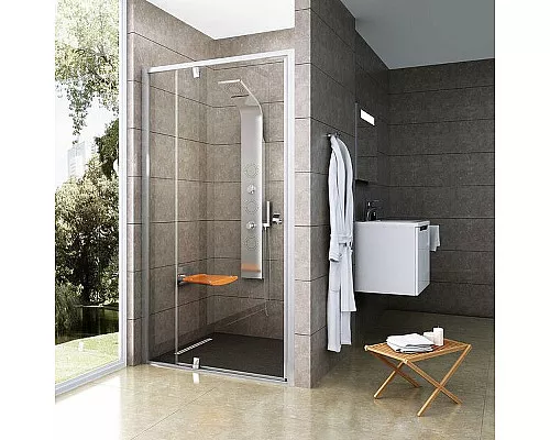 Купить Душевая дверь Ravak Pivot PDOP2-110 03GD0C00Z1 профиль Хром ручка Хром стекло Transparent в магазине сантехники Santeh-Crystal.ru