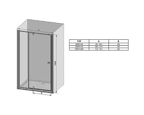 Приобрести Душевая дверь Ravak Pivot PDOP2-120 03GG0C00Z1 профиль Хром ручка Хром стекло Transparent в магазине сантехники Santeh-Crystal.ru
