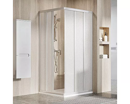 Приобрести Душевая дверь Ravak Supernova ASRV3-90 15V70U0211 профиль Сатин витраж пластик Pearl в магазине сантехники Santeh-Crystal.ru