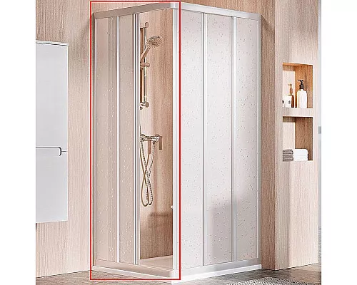 Приобрести Душевая дверь Ravak Supernova ASRV3-90 15V70U0211 профиль Сатин витраж пластик Pearl в магазине сантехники Santeh-Crystal.ru