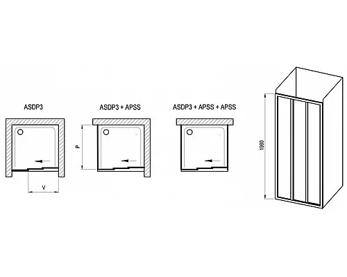 Купить Душевая дверь Ravak Supernova ASDP3-100 00VA01R2Z1 профиль Белый стекло Transparent в магазине сантехники Santeh-Crystal.ru
