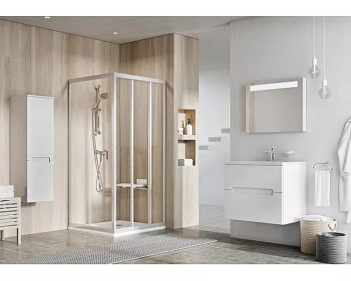 Приобрести Душевая стенка Ravak Supernova APSS-90 94070UR2Z1 профиль Сатин стекло Transparent в магазине сантехники Santeh-Crystal.ru