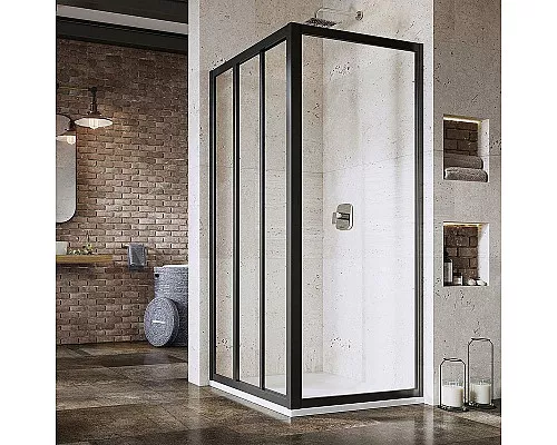 Приобрести Душевая стенка Ravak Supernova APSS-90 940703R2Z1 профиль Черный стекло Transparent в магазине сантехники Santeh-Crystal.ru