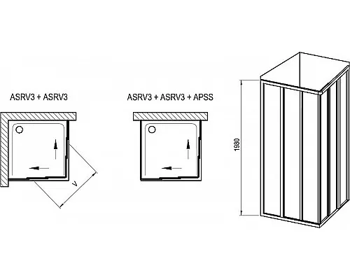 Заказать Душевая дверь Ravak Supernova ASRV3-75 198 15V303R2Z1 профиль Черный стекло Transparent в магазине сантехники Santeh-Crystal.ru