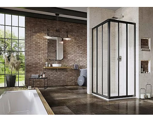 Заказать Душевая дверь Ravak Supernova ASRV3-80 198 15V403R2Z1 профиль Черный стекло Transparent в магазине сантехники Santeh-Crystal.ru