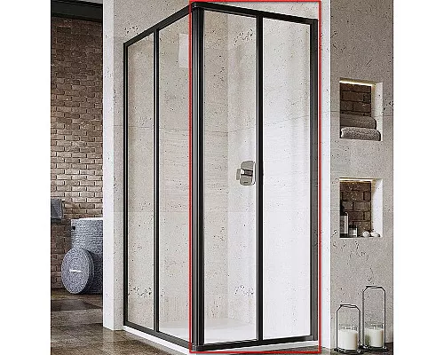 Приобрести Душевая дверь Ravak Supernova SRV2-100 195 S 14VA03O2Z1 профиль Черный стекло Transparent в магазине сантехники Santeh-Crystal.ru