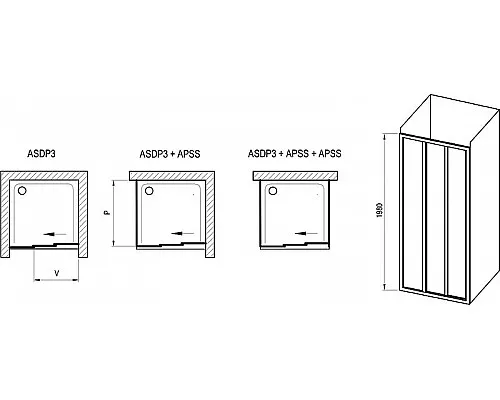 Заказать Душевая дверь Ravak Supernova ASDP3-110 00VD01R2Z1 профиль Белый стекло Transparent в магазине сантехники Santeh-Crystal.ru