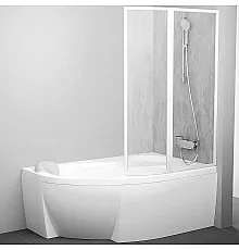 Шторка на ванну Ravak Supernova VSK2 Rosa 170 R 76PB010041 профиль Белый витраж пластик Rain