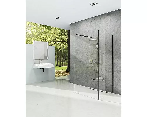 Купить Душевая перегородка Ravak ST Walk-In Corner 110x80 GW1CD4300Z1 профиль Черный стекло Transparent в магазине сантехники Santeh-Crystal.ru