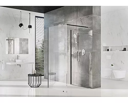 Купить Душевая перегородка Ravak ST Walk-In Corner 110x80 GW1CD4300Z1 профиль Черный стекло Transparent в магазине сантехники Santeh-Crystal.ru