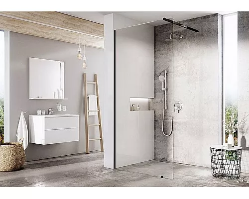 Приобрести Душевая перегородка Ravak Walk-In Wall 90 GW9W70300Z1 профиль Черный стекло Transparent в магазине сантехники Santeh-Crystal.ru