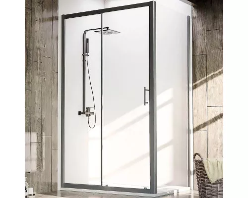 Заказать Душевой уголок Veconi Rovigo RV-072B 110x90 RV072B-11090-01-C4 профиль Черный матовый стекло прозрачное в магазине сантехники Santeh-Crystal.ru